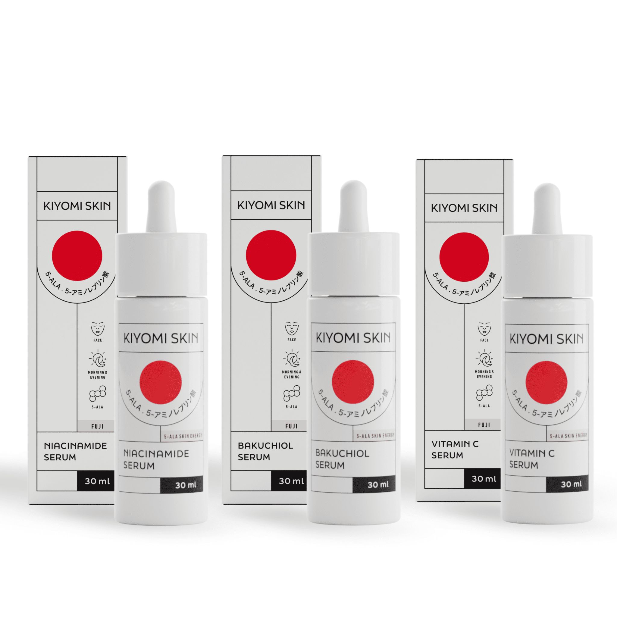 Kiyomi Skin Serum Set - Vitamin C, Niacinamide und Bakuchiol Serum