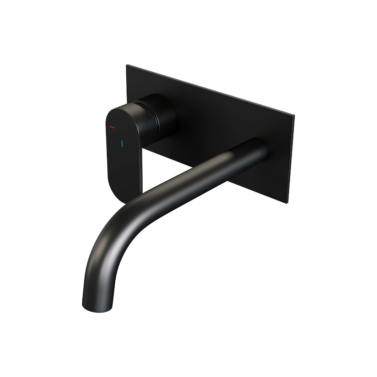 Brauer Black Edition ColdStart wastafelkraan inbouw gebogen uitloop met achterplaat model C2 zwart mat