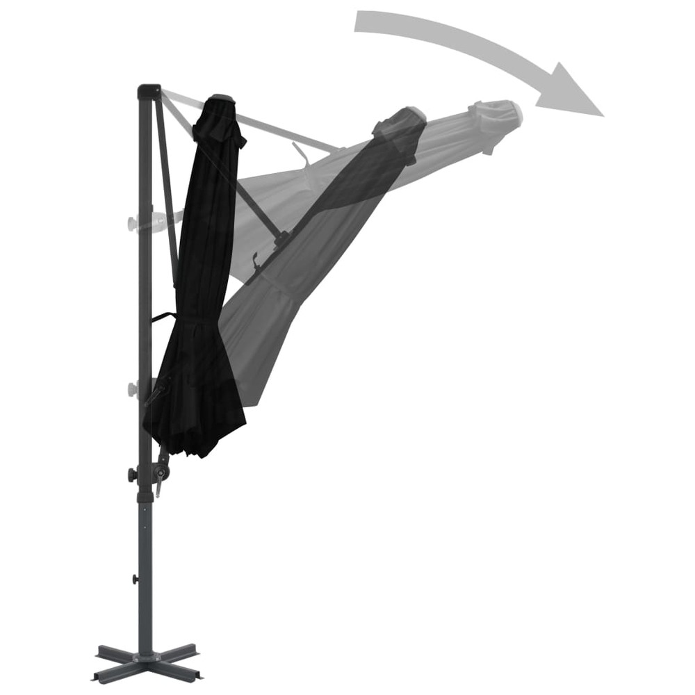 Parasol d'extérieur déporté avec mât en aluminium 300 cm noir