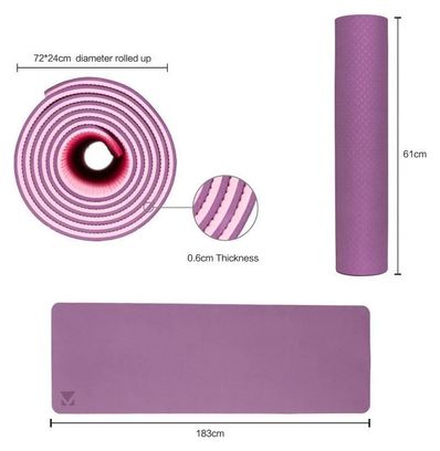 Tapis de Yoga Tapis de Sport Tapis Fitness avec Un Sangle 183 x 61 x 0 6 cm Violet rose