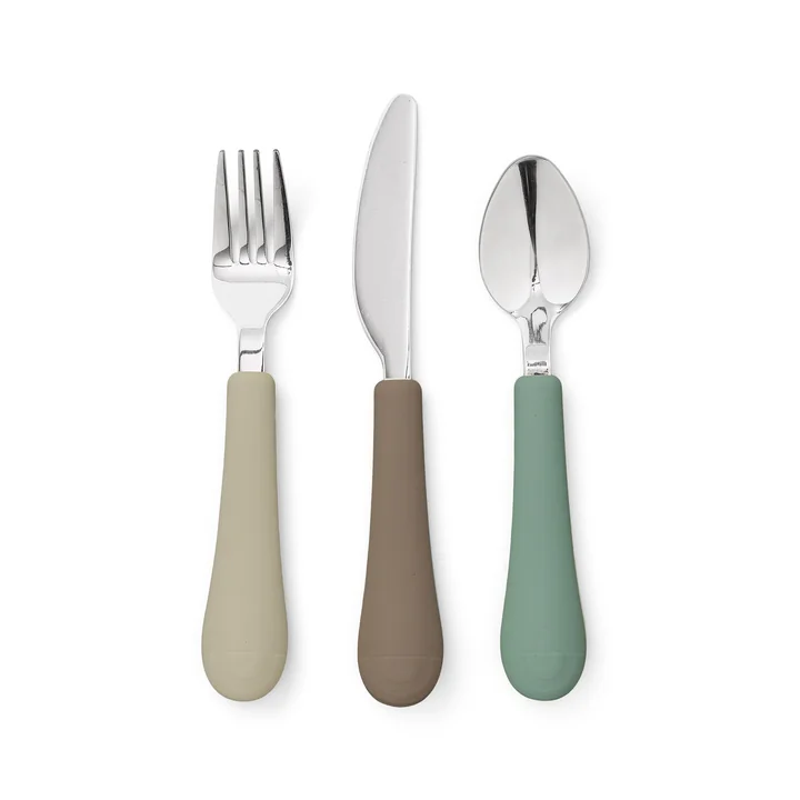 Cam Cam Copenhagen - Besteckset für Kinder, Rainbow, olive mix (3er-Set)