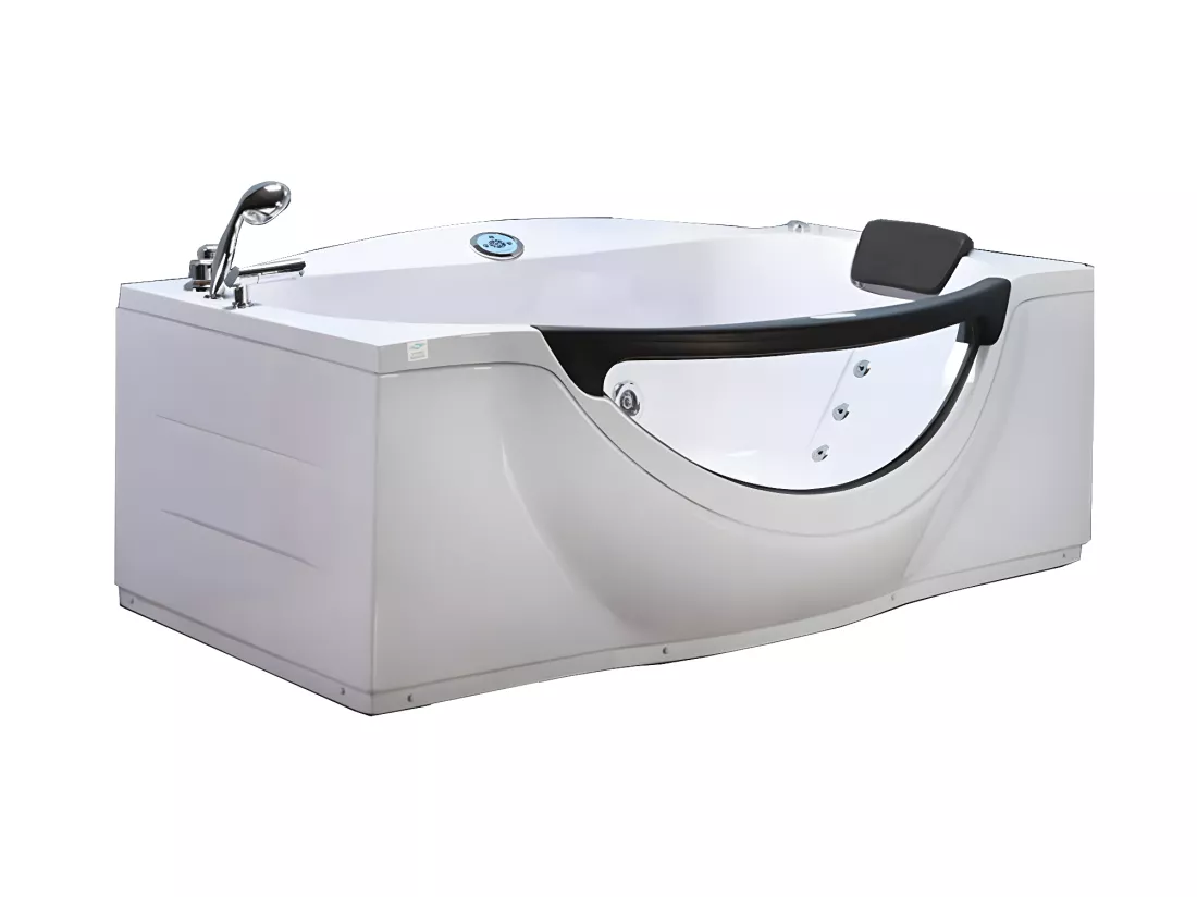Baignoire Balnèo blanc 180 X 96 cm avec verre frontal 9 jets – Jasmine