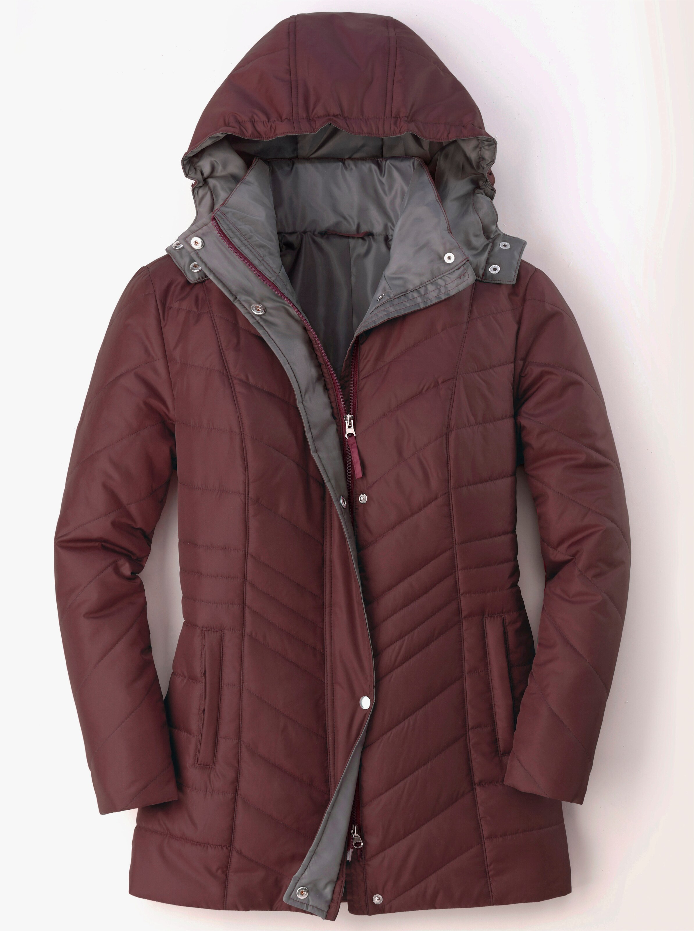 Steppjacke mit Kontrastfutter