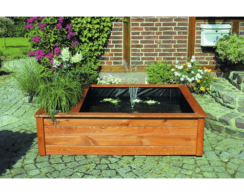 Verhoogde vijver, minivijver, verhoogd bed promadino met zijbeplanting 146 x 127 x 40 cm bruin
