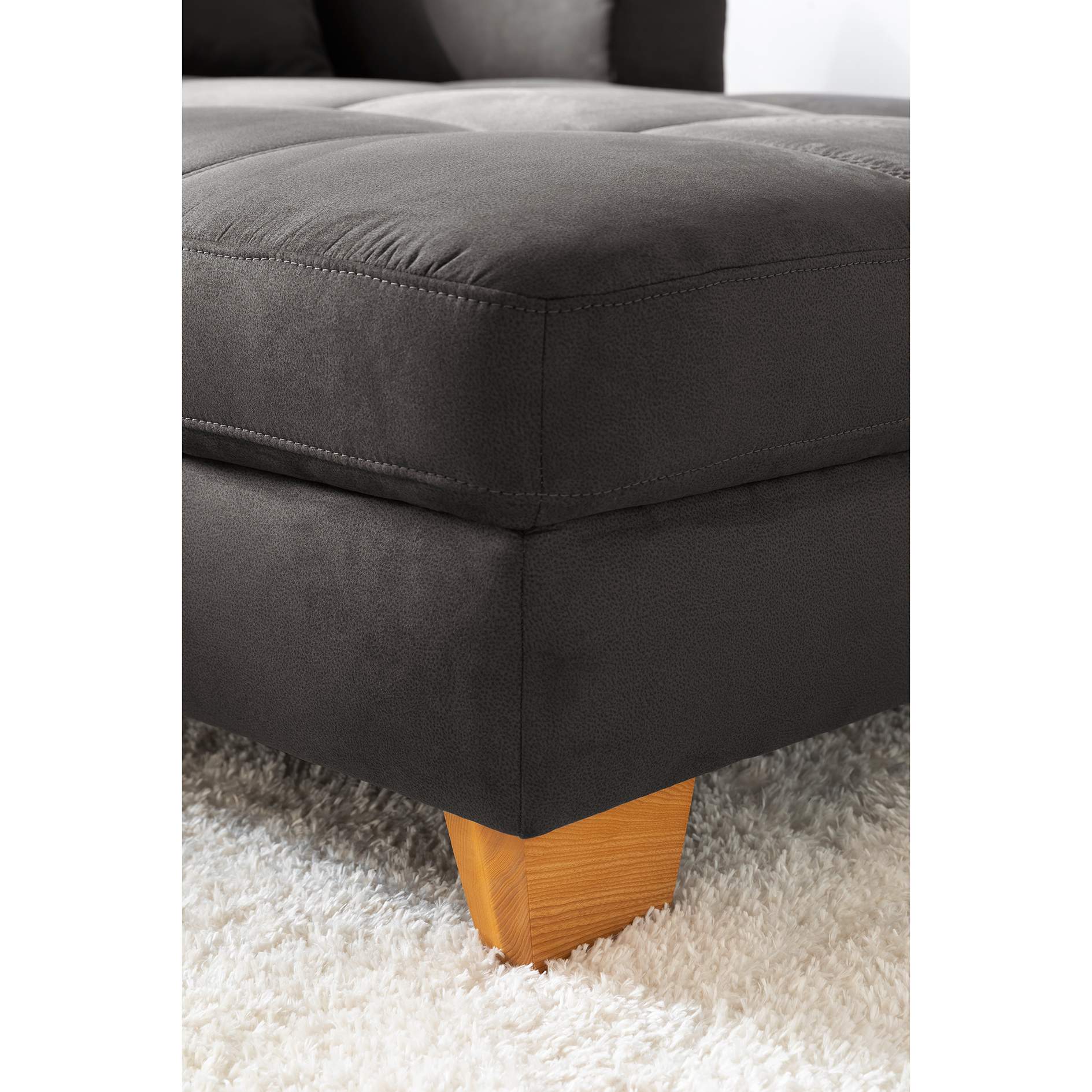 Ecksofa - anthrazit - Microfaser - beidseitig montierbar