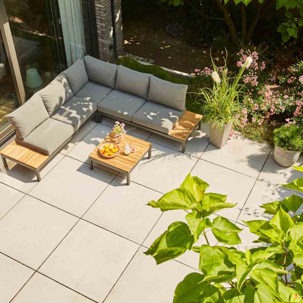 4-tlg-Ecklounge-Set ALVIDA - anthrazit-Teakfarben - 172x80 cm