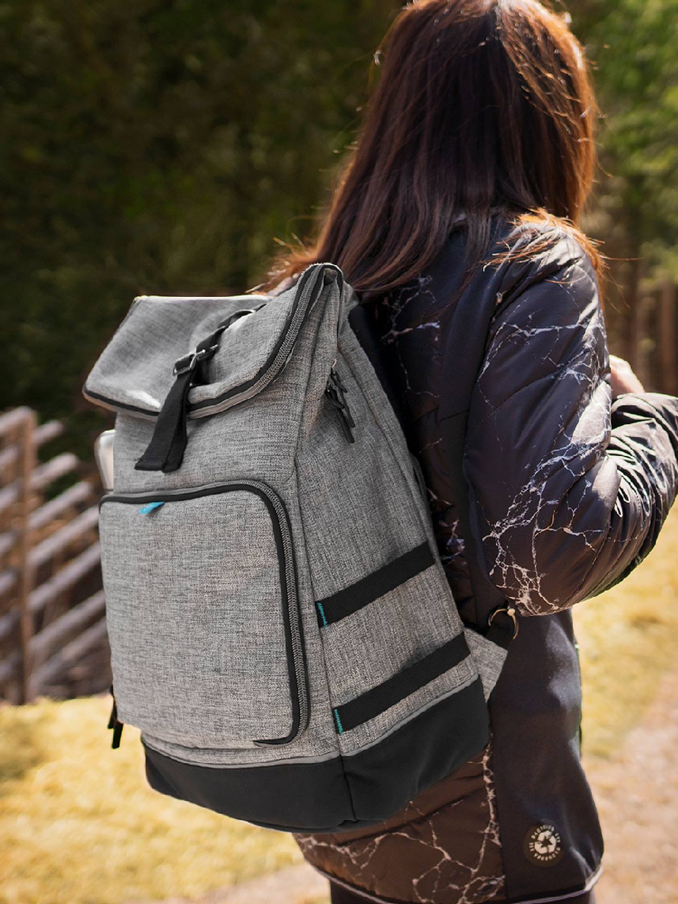 Mochila para fraldas BABYMOOV Le Sancy, tamanho médio, cinza liso