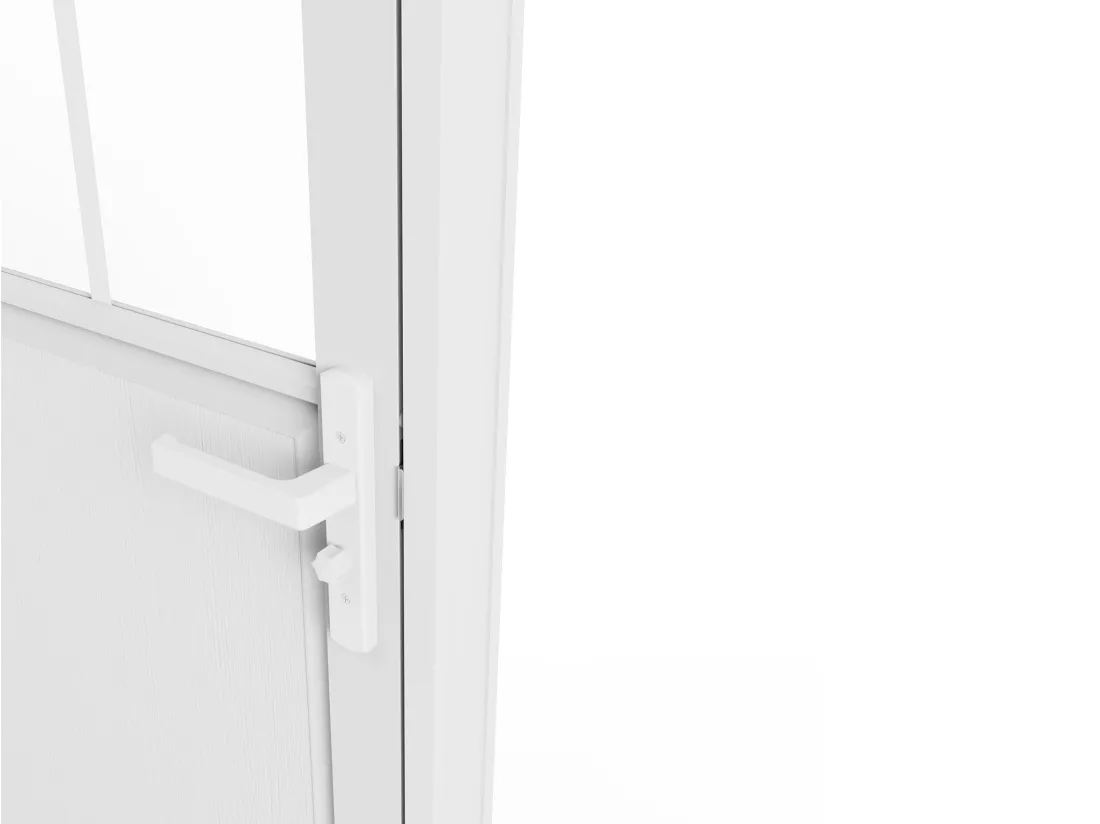 Bloc porte réversible en aluminium et verre trempé style atelier - H204 x L73 cm - Blanc - ERMELO