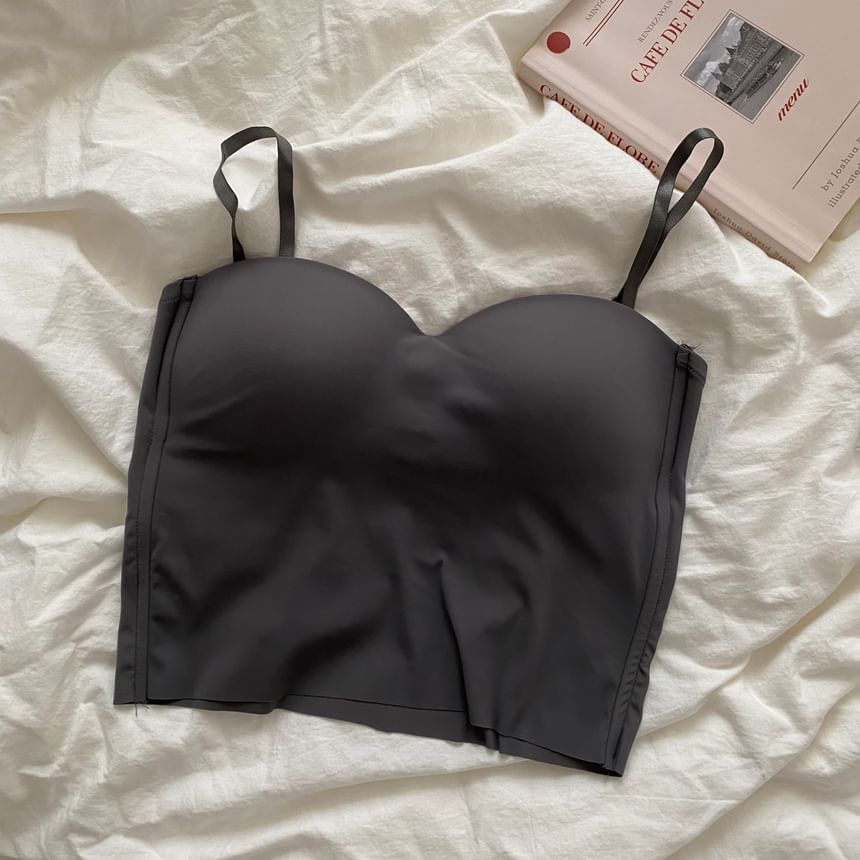swnney - Sweetheart-halslijn, effen gewatteerde crop top met camisole
