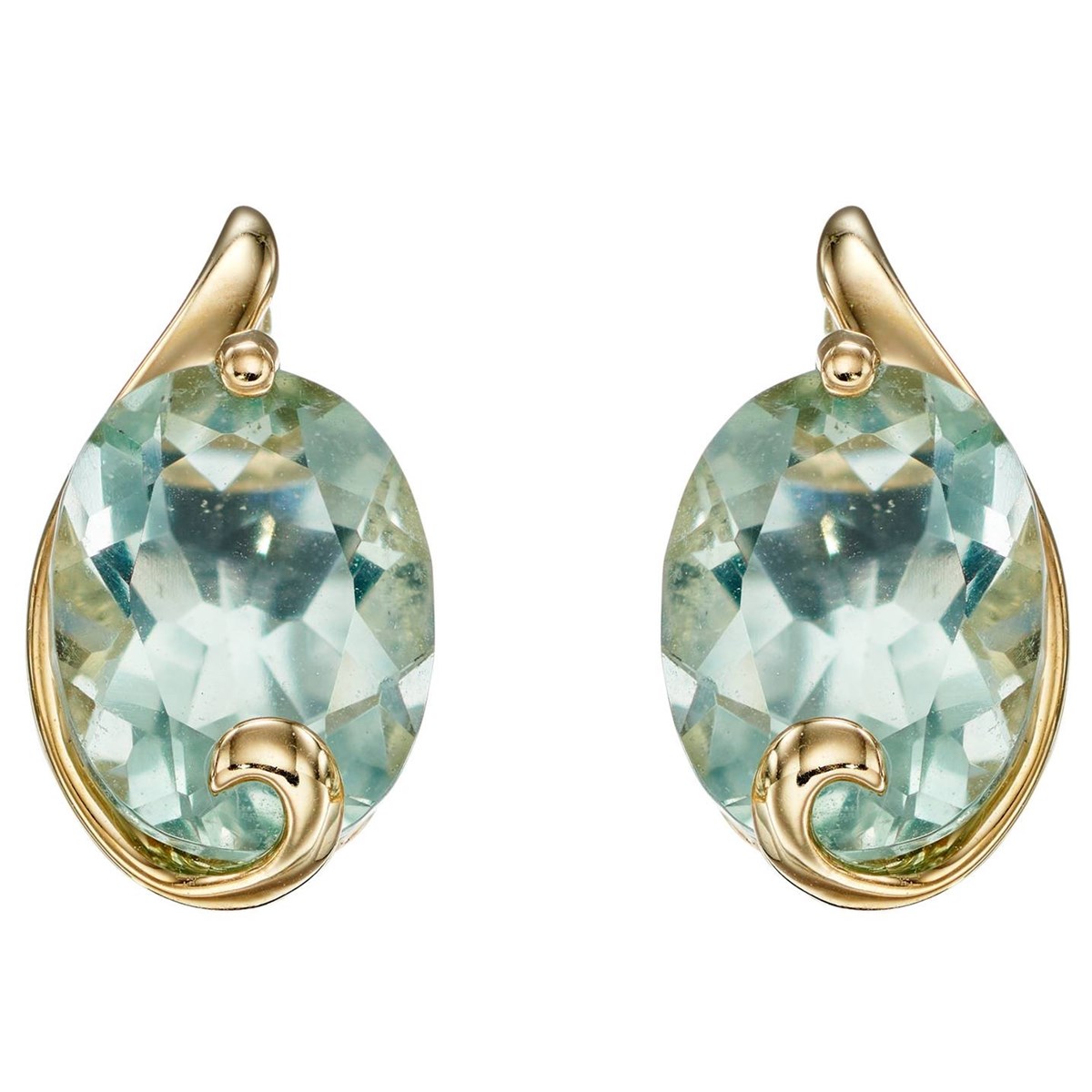 Boucle d'oreille fluorite sur or jaune 375/1000