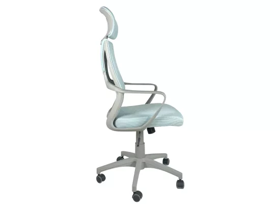 Fauteuil Bureau ergonomique siège basculant appuie tête hauteur réglable renfort lombaire FAMA+ (bleu gris)