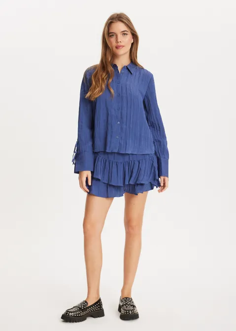 Blouse met strikjes blauw (BLW.D)