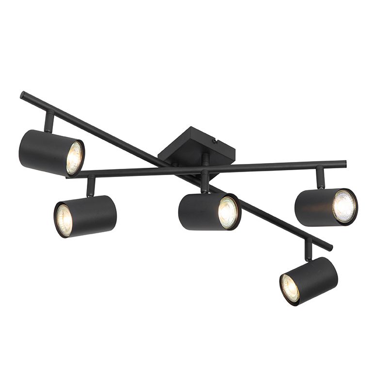 Moderne plafondlamp zwart 5-lichts verstelbaar vierkant - Jeana