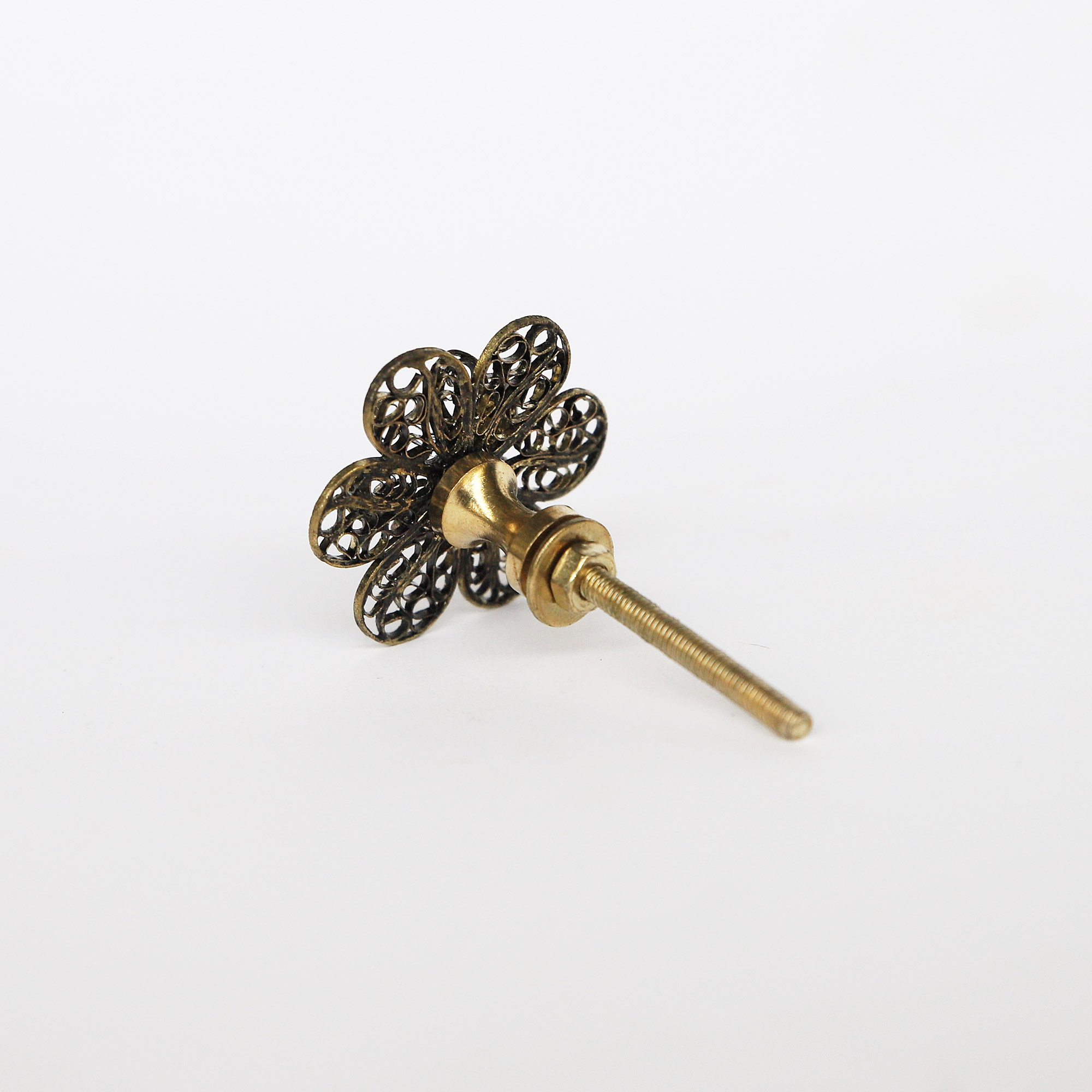 Metall-Knauf 'Blume', messing, Ø 4 cm günstig bestellen