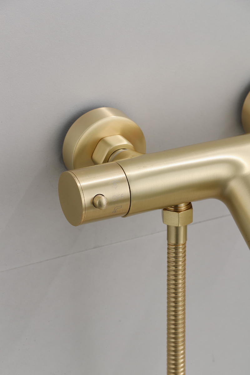 Saniclear Brass thermostatische opbouw badkraan met handdouche geborsteld messing / mat goud
