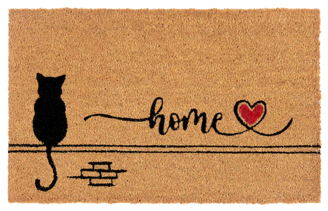 HANSE Home Fussmatte »Kokos Cat Home, Türmatte« rechteckig 15 mm Höhe Schmutzfangmatte, Rutschfest, Outdoor, Innen, Aussen, Kokosmatte, Flur