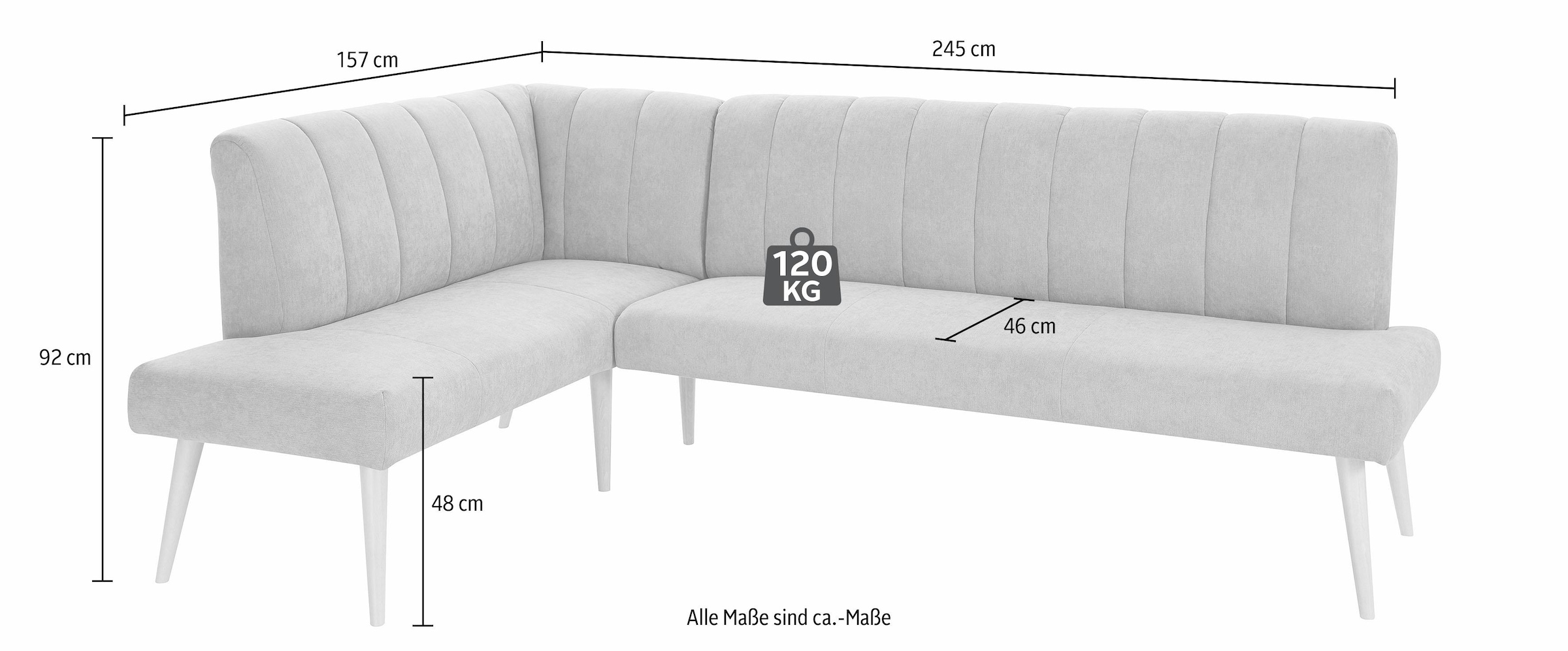 exxpo - sofa fashion Eckbank »Costa, moderne Rückensteppung, bequem und elegant, hoher Holzfuss« hochwertig verarbeitet, Frei im Raum stellbar