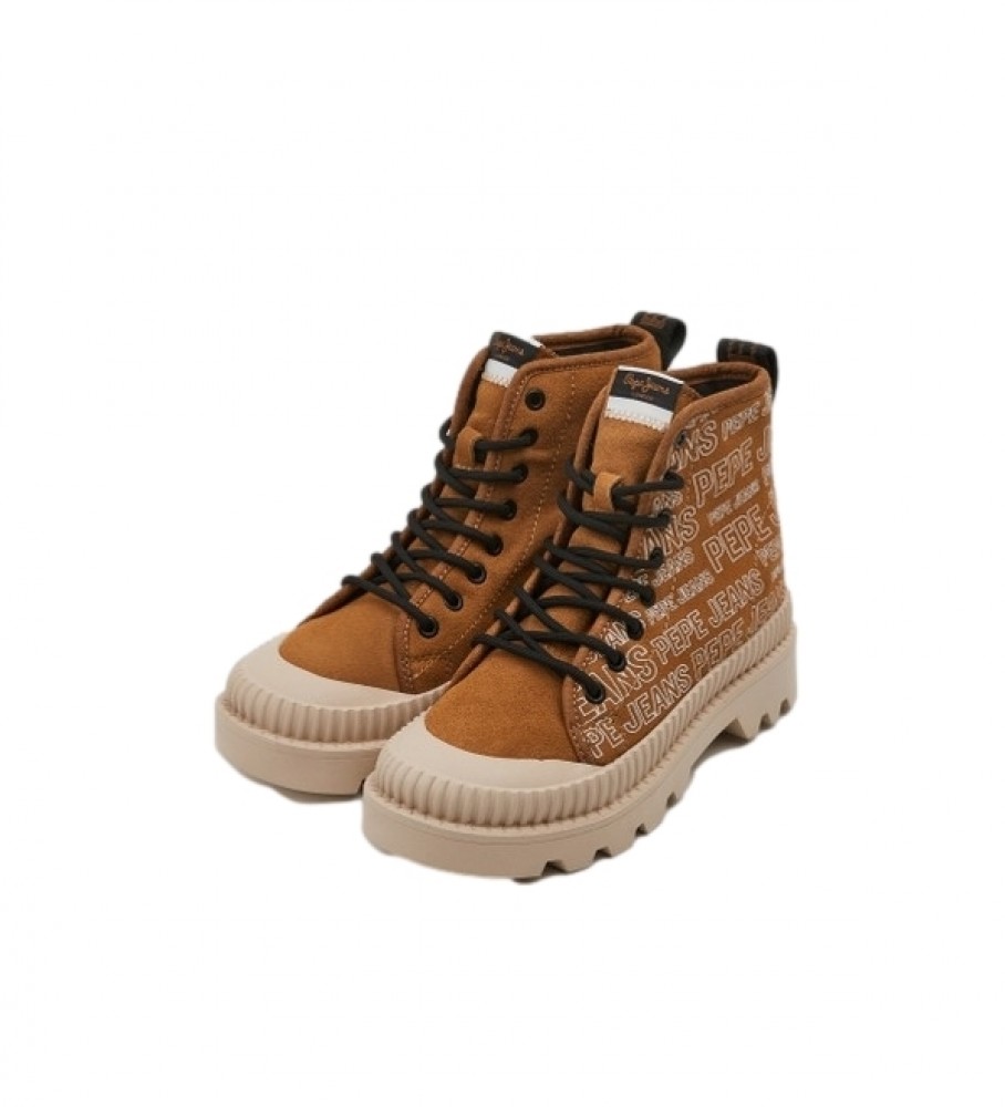 Botas de cano curto Pepe Jeans Ascot Soup em couro marrom