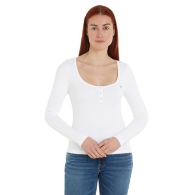 Sweatshirt femme Slim Button Rib C-Neck TOMMY HILFIGER