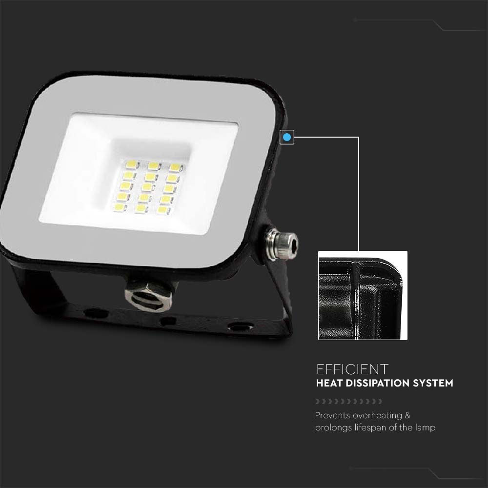 V-TAC VT-44010 - Zwarte LED-schijnwerper - Samsung - IP65 - 10W - 735 lumen - 4000K - 5