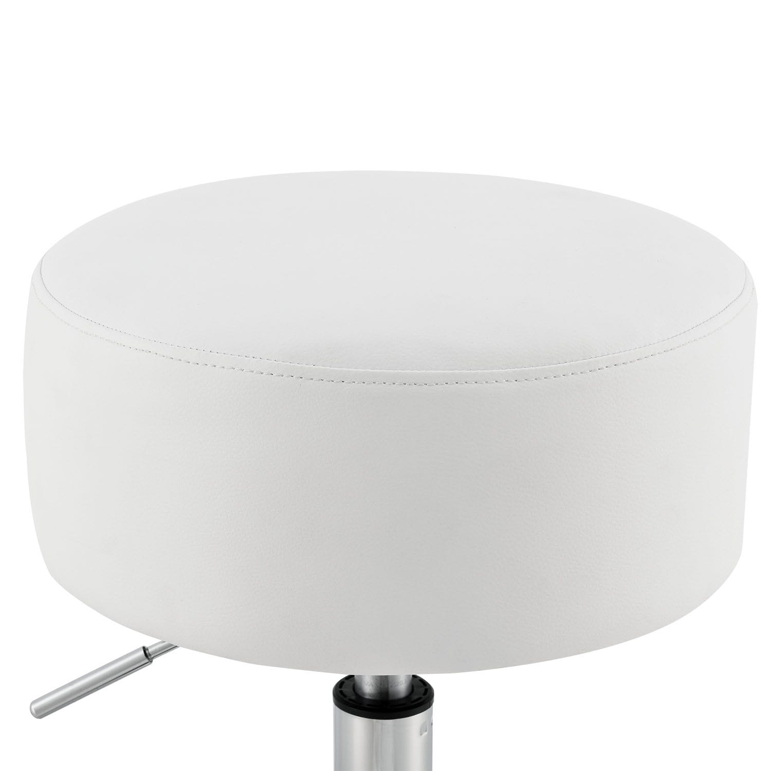 Juskys Schminktisch Hocker Tonia rund Ø 33 cm, höhenverstellbar 49 - 64 cm, Kunstlederüberzug Weiß