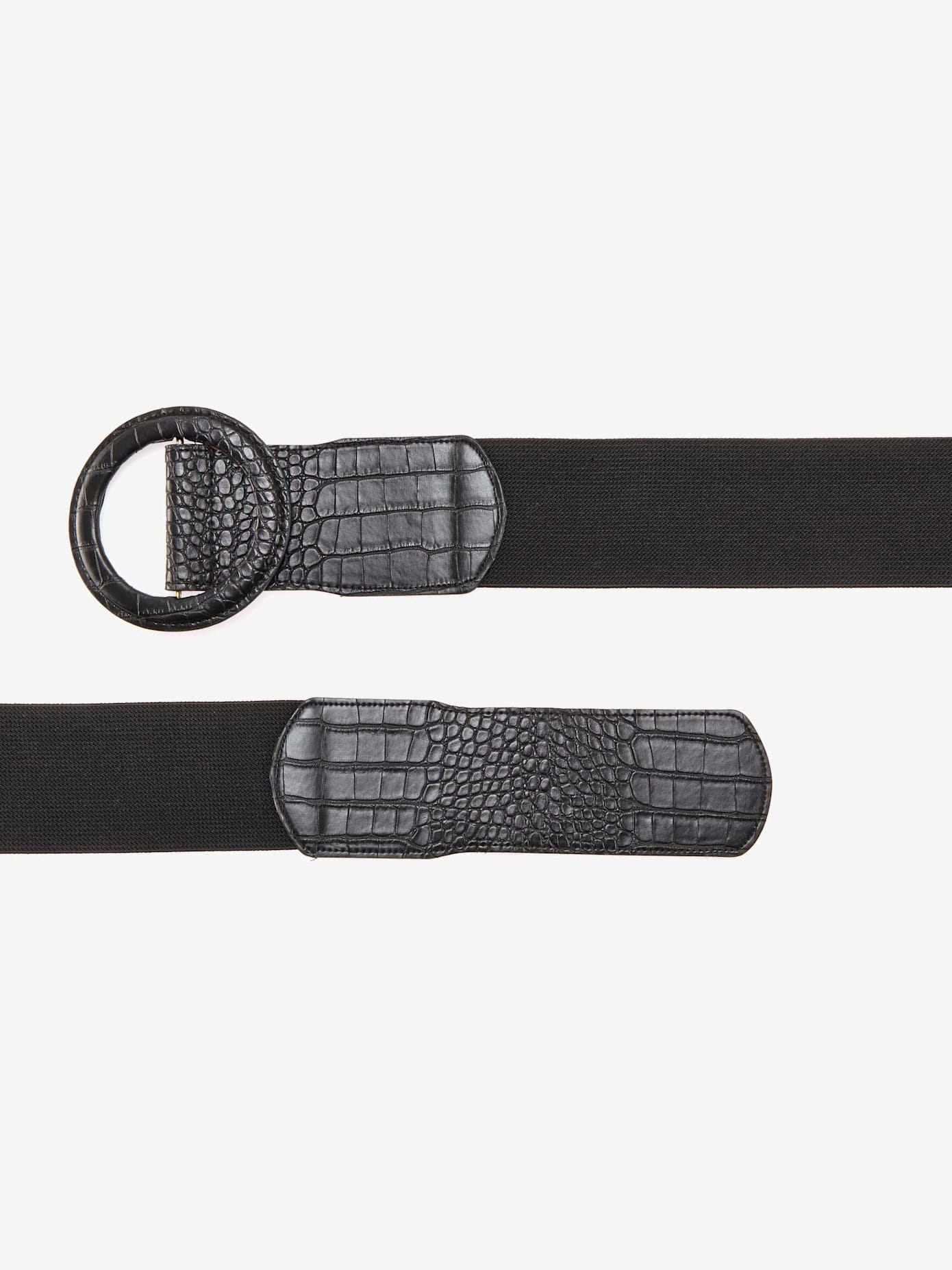 Ceinture imitation croco avec fermoir en anneau ton sur ton