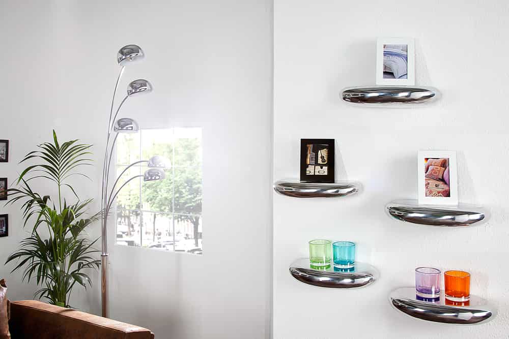 Modernes Design Wandregal TEAR 40cm silber Aluminium