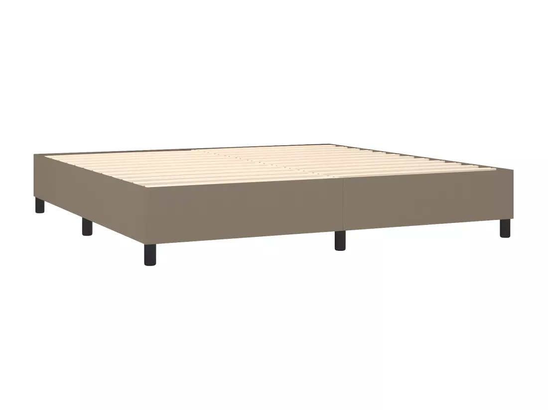 Sommier tapissier et matelas et LED Taupe 200x200 cm Tissu