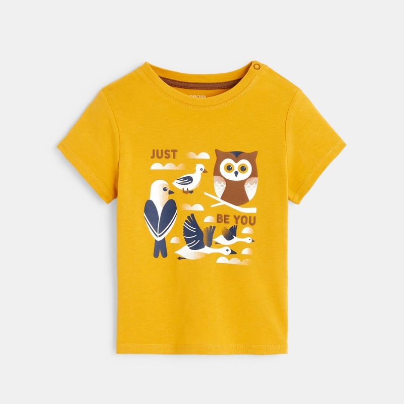T-shirt oiseaux jaune bébé garçon