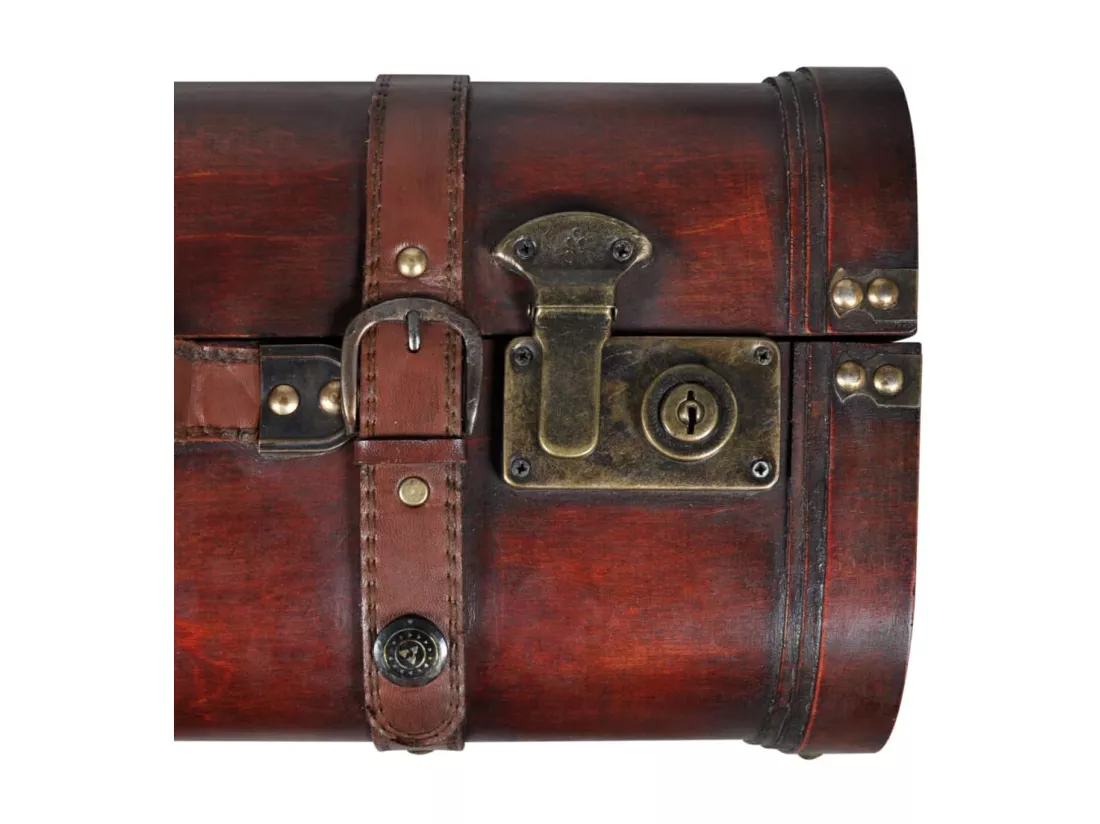 Coffre de rangement vintage Bois Marron 2 pcs