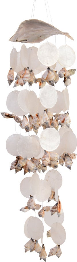 Decoris windgong schelpen Deena wit 15,5 x 14 x 38 cm