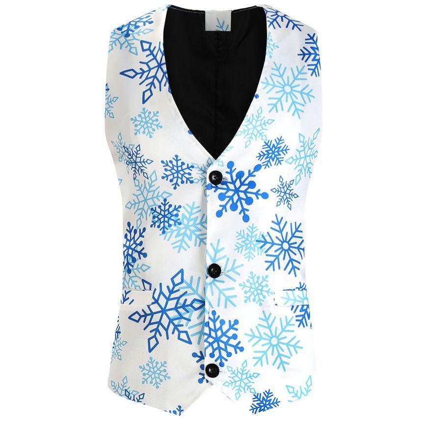 Sheck - Blazer met sneeuwvlokprint en één knoop / vest / taps toelopende pantalon met gemiddelde taille / set