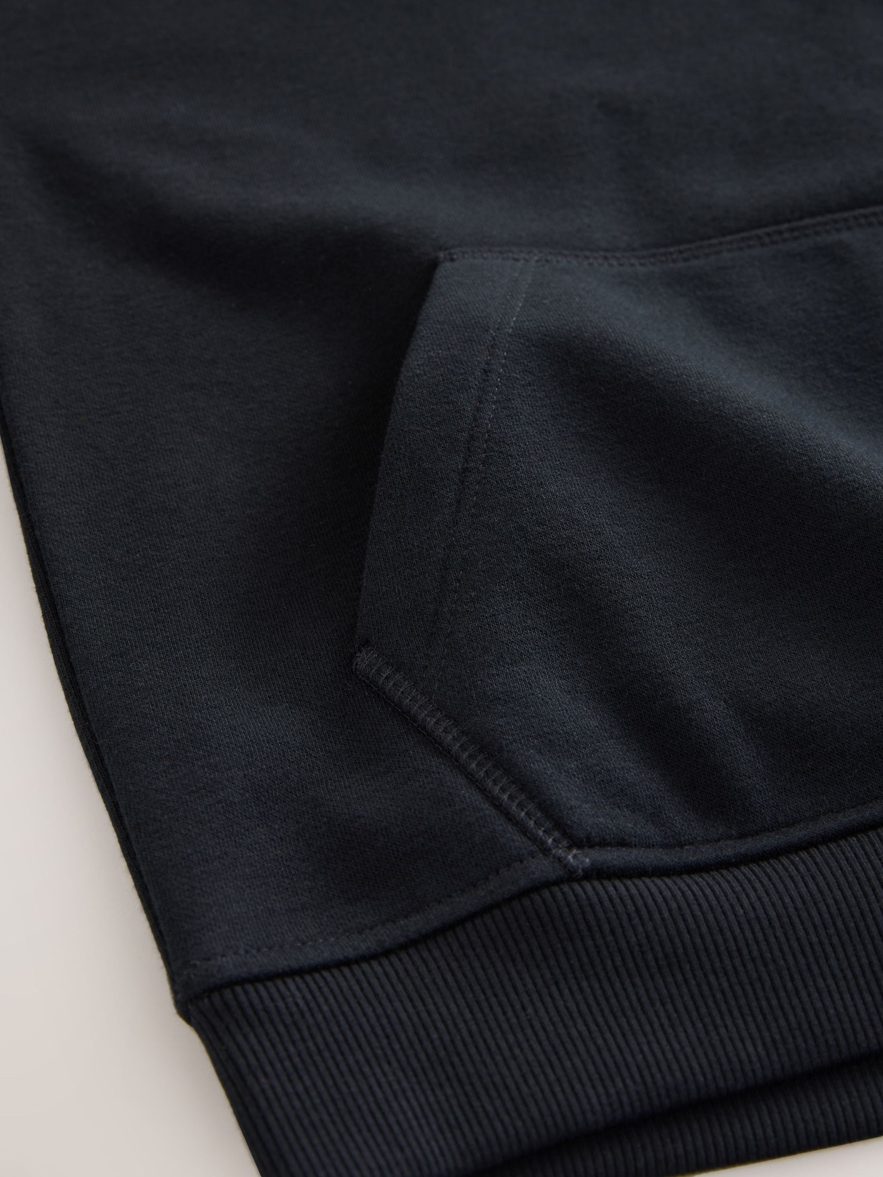 Zwart - Effen jersey hoodie (3-16 jr)