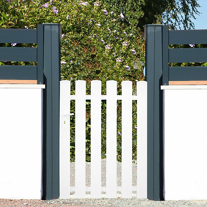 Portillon battant Velay en PVC blanc cadre aluminium L 1M x H 1.20M