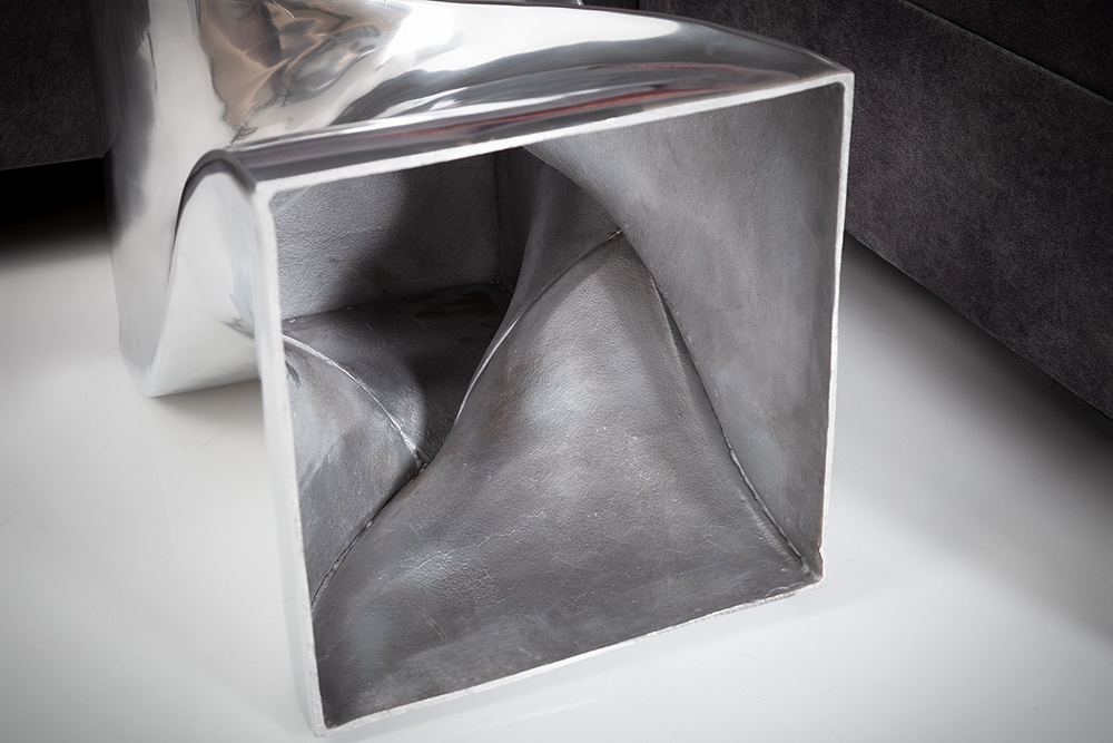 riess-ambiente Beistelltisch TWIST - 30cm silber Aluminium poliert Sitzhocker Modern Design