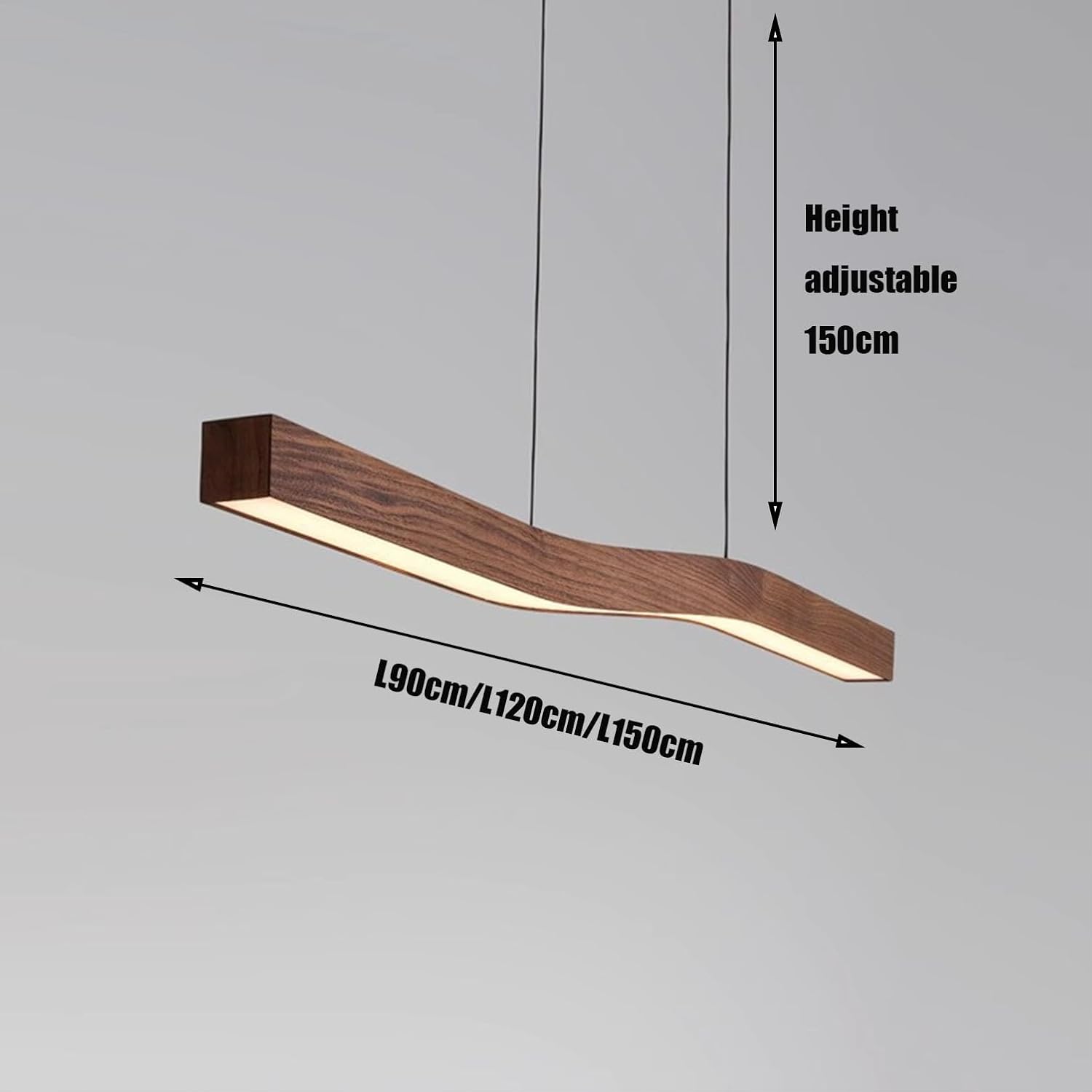 LED Pendelleuchte esstisch Holz Esszimmerlampe Dimmbar Hängeleuchte Esstischlampe hängend, Moderne Hängelampe mit Fernbedienung höhenverstellbar Holzlampe für Esszimmer Küche Büro (90CM)