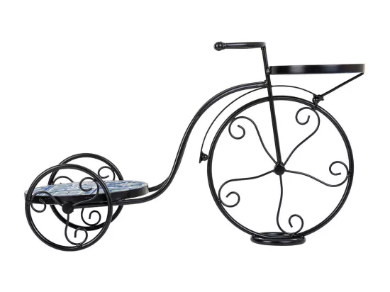 Support vélo en mosaïque et fer forgé noir 67x26.5x43h