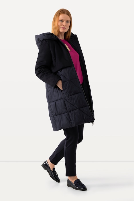 Jacke, Materialmix, 2-Wege-Zipper, Kapuze