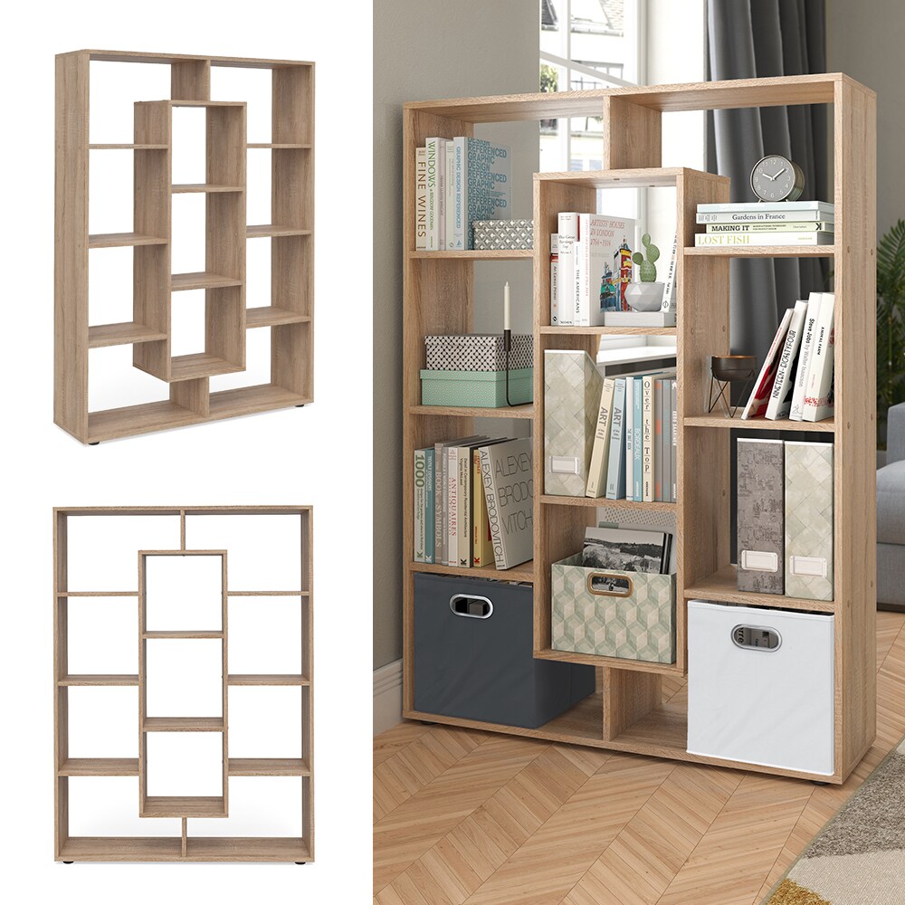Vicco Raumteiler Bücherregal Standregal Wandregal Büroregal 11 Fächer Sonoma