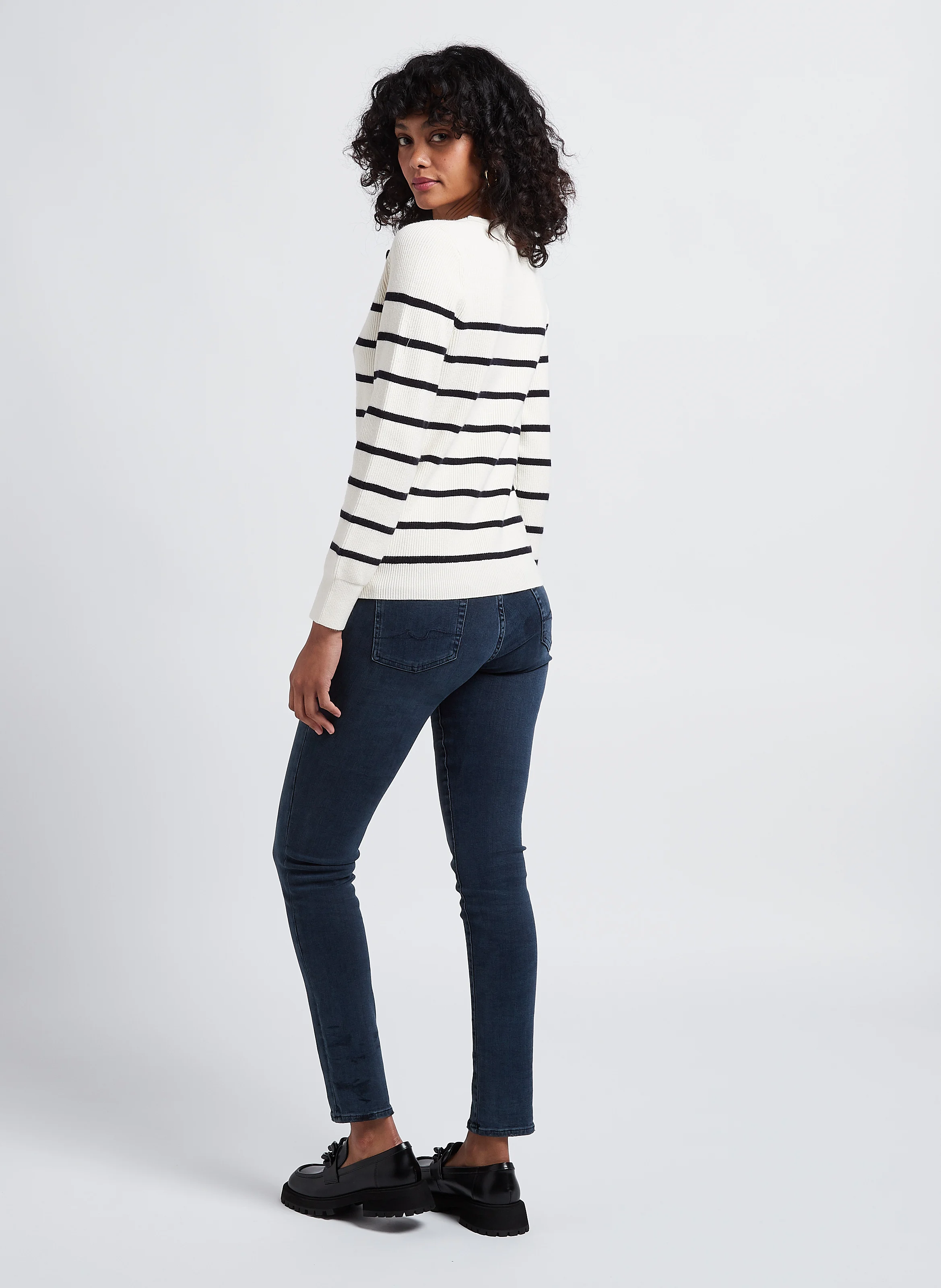 PYPER - Jean skinny taille basse en denim délavé | Bleu