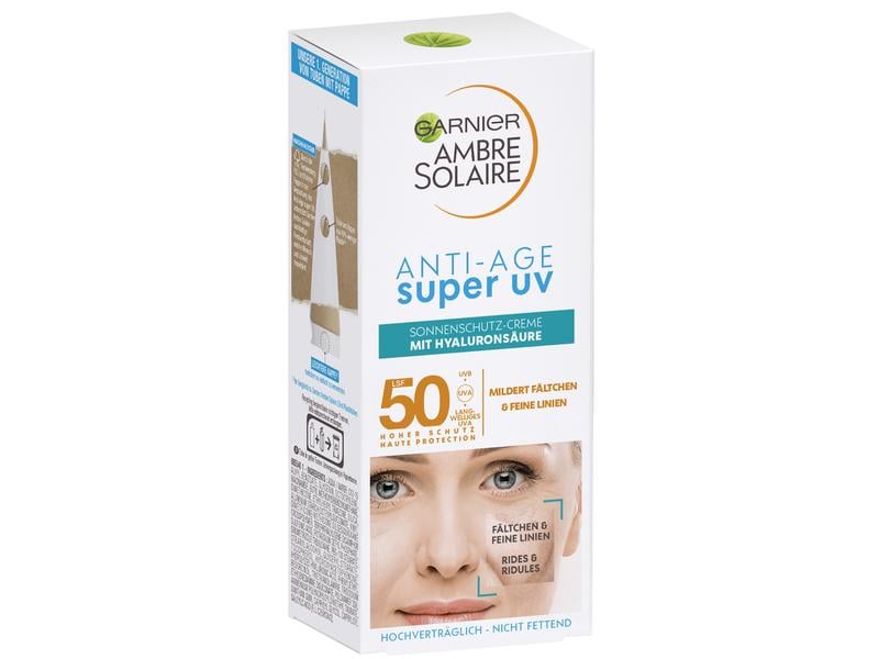 Garnier Ambre Solaire Sonnencreme Sensitive expert  Gesicht Sonnenschutz mit Vitamin E und Hyaluronsäure