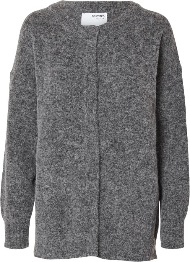 Selected Femme SLFSIA RAS LS ALPACA BLEND KNIT LONG CARDIGAN NO Grå