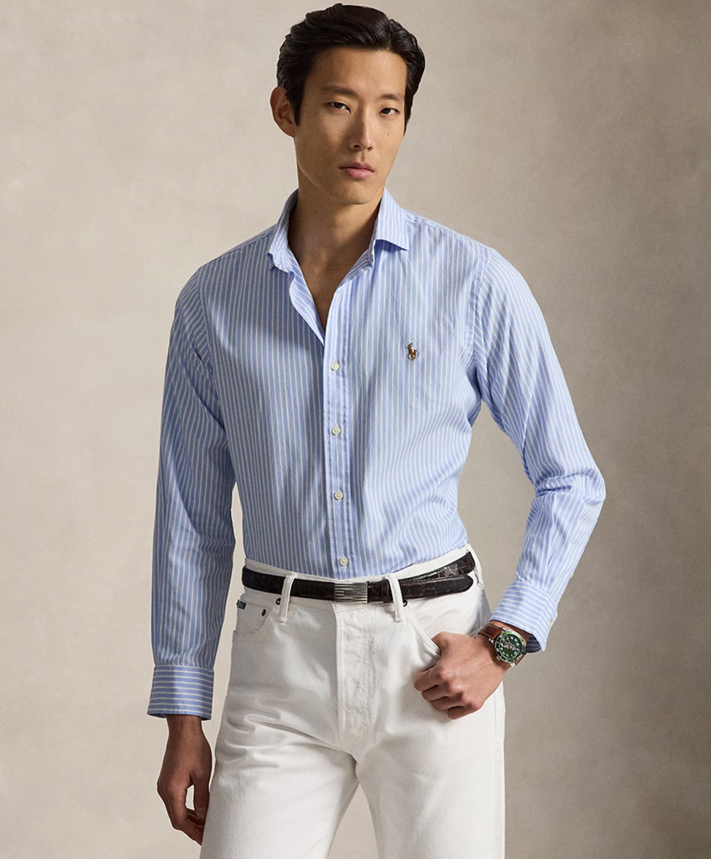 Ralph Lauren Heren overhemd lange mouw blauw