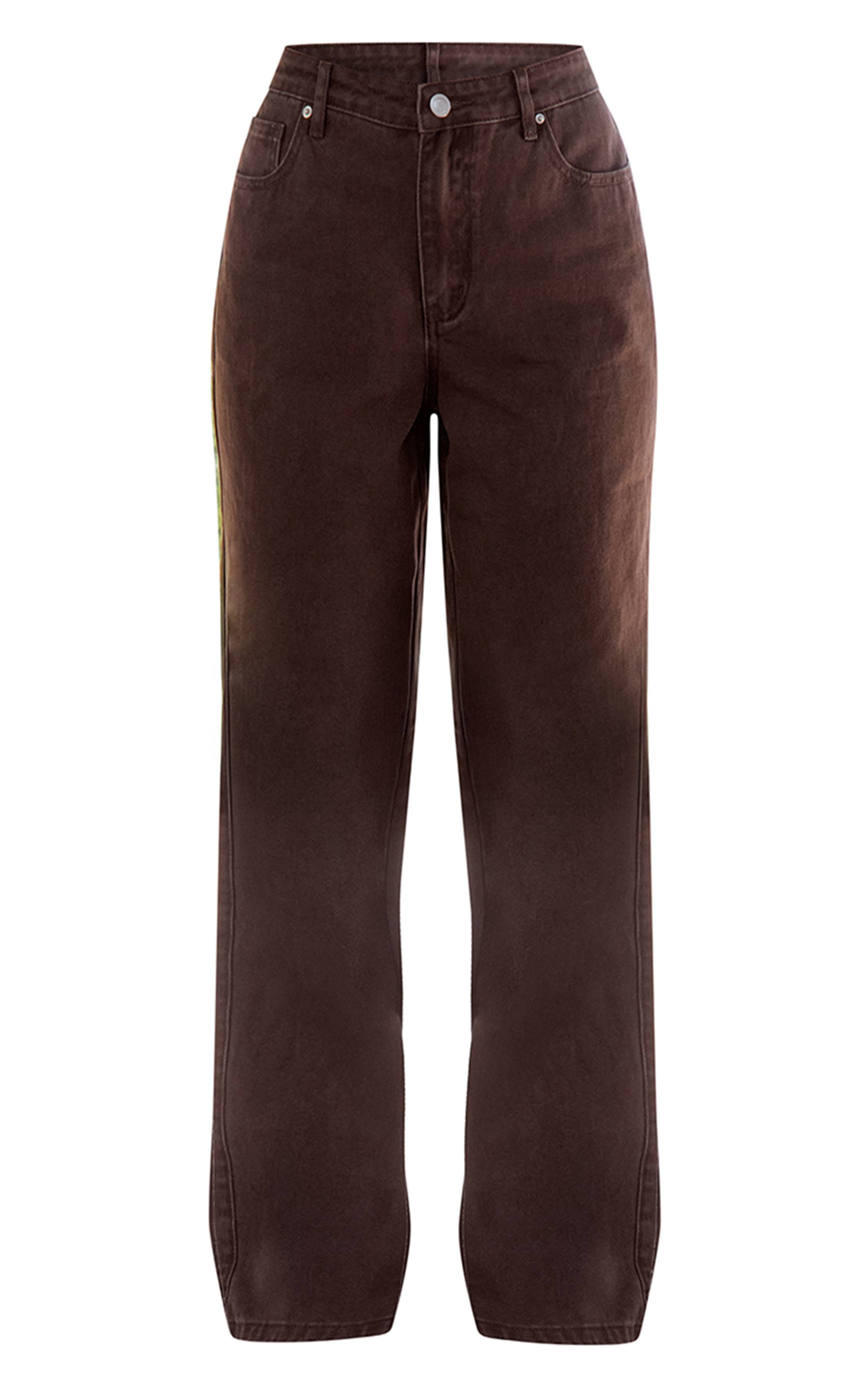 Dark Chocolate Jean Droit Taille Haute En Denim