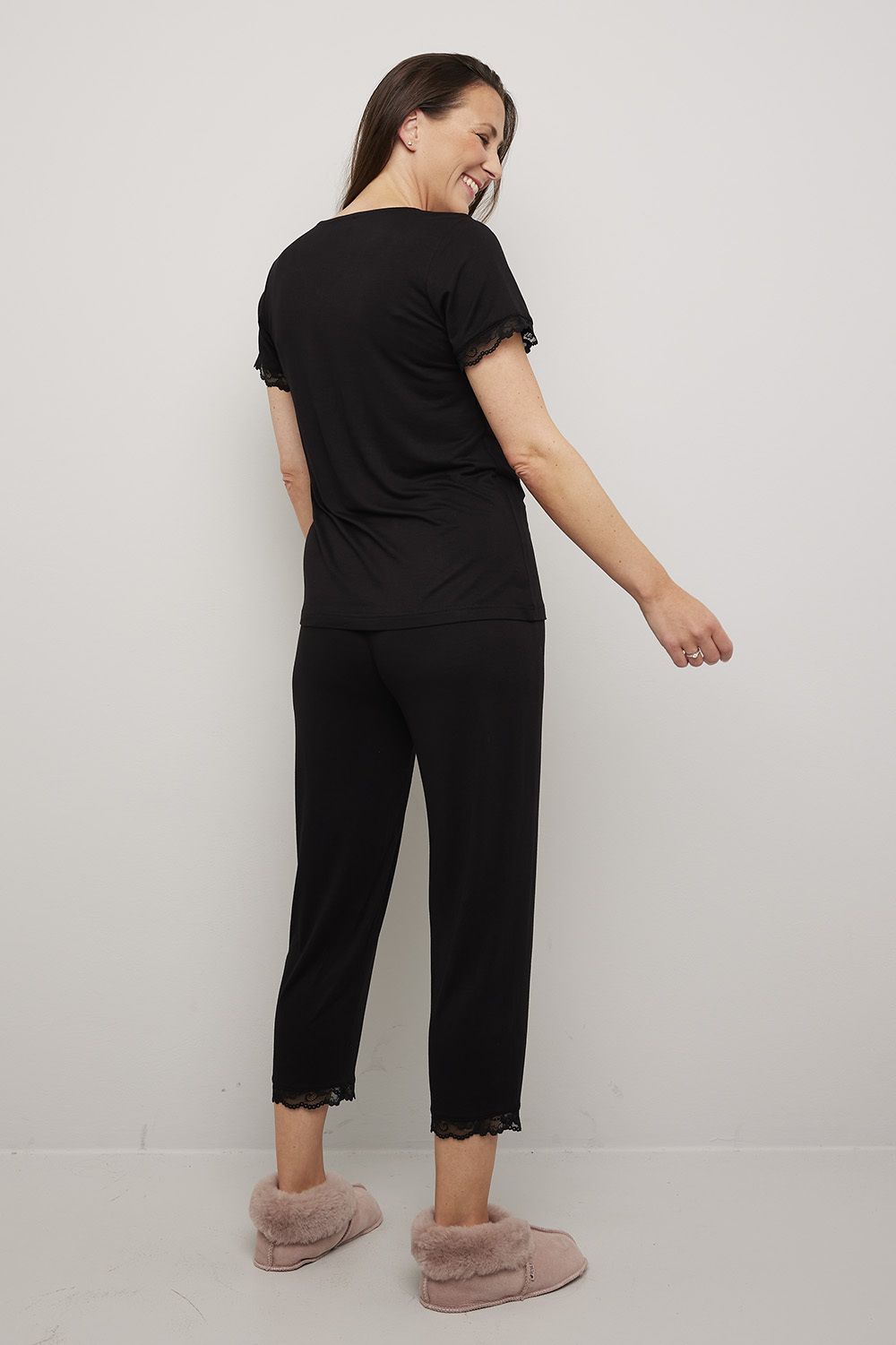 Pyjamas med korte ermer og trekvart bukse Lace