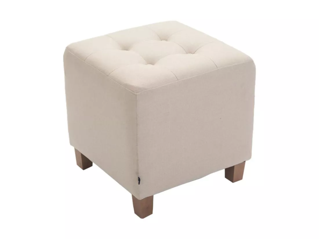 Lot de 2 Tabouret - Tissu & Bois - Crème - Pharao