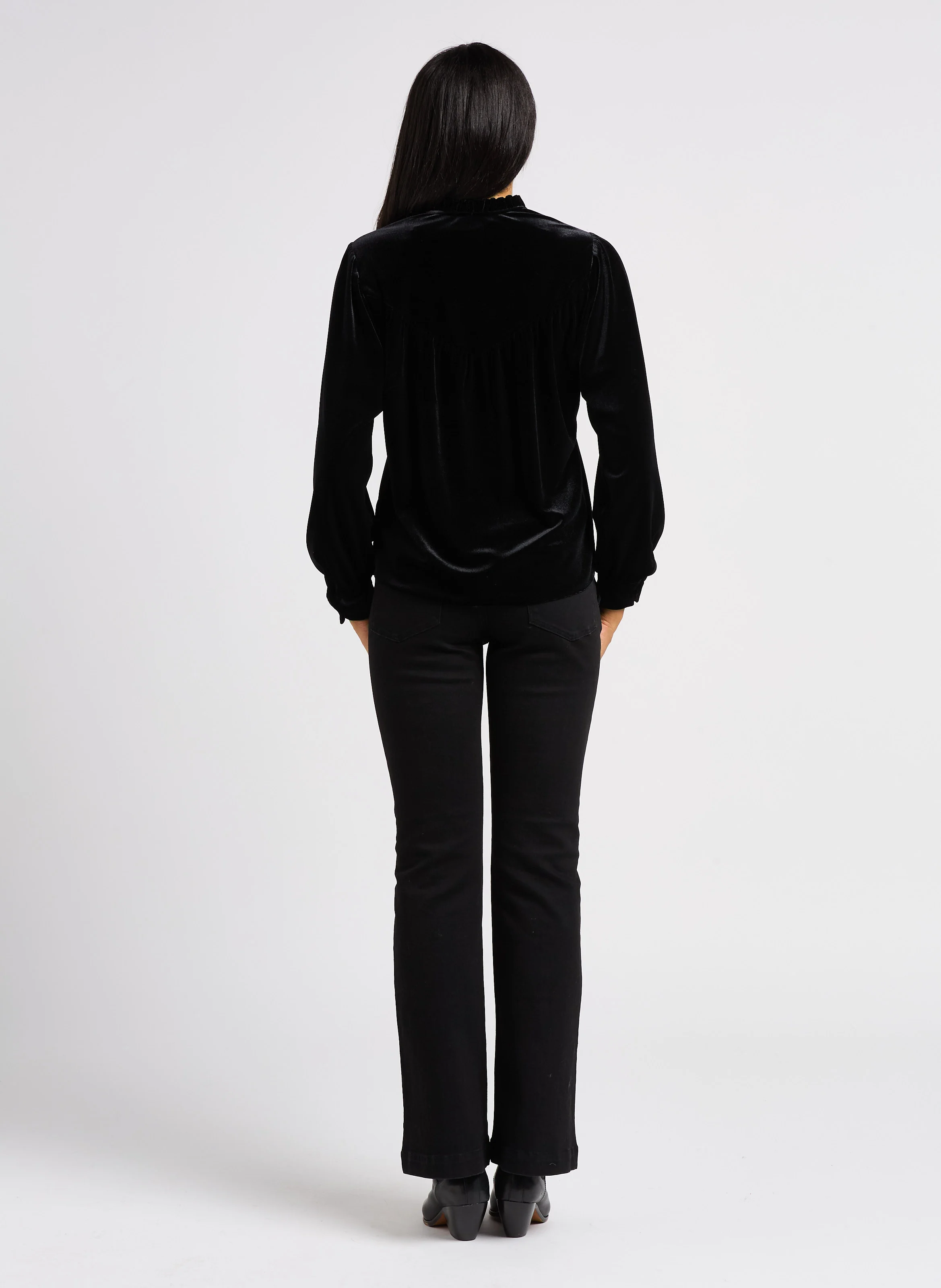 Jean boot-cut en coton mélangé | Noir