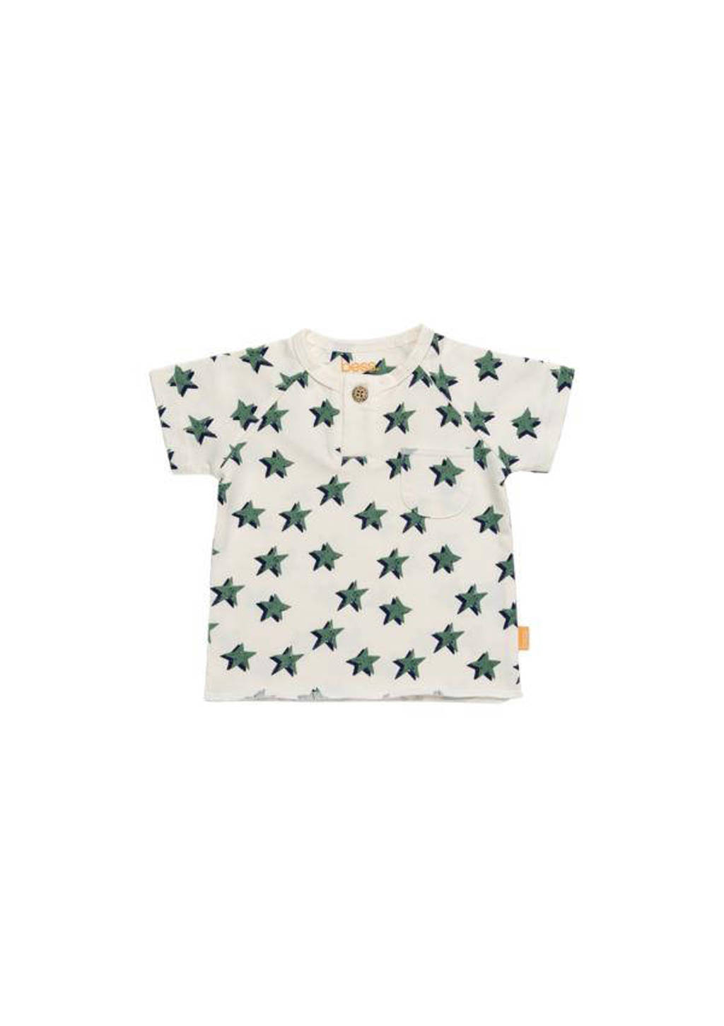 BESS baby T-shirt met sterren wit/groen
