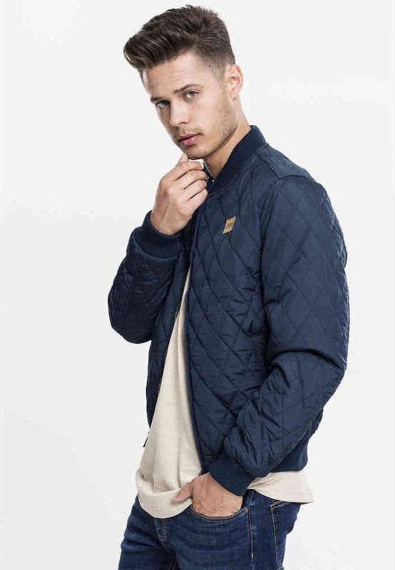 Urban Classics Herenjas Diamond Quilt Nylon Jacket - Gewatteerd Bomberjack - Donkerblauw