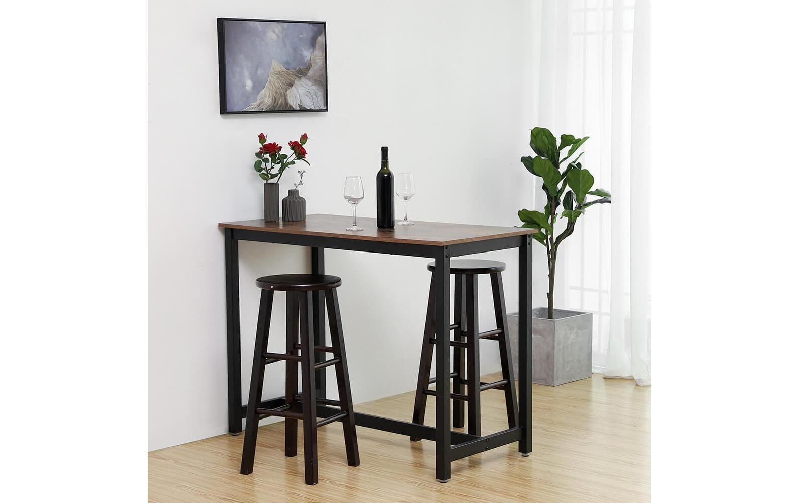 Bartisch mit Metallgestell 120 x 90 cm, Braun/Schwarz<br>Hochtisch